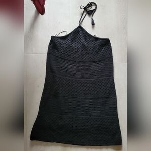 Black crochet halter dress